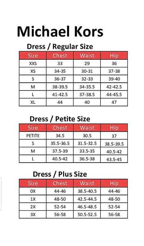 übergrößen michael kors|michael kors measurements.